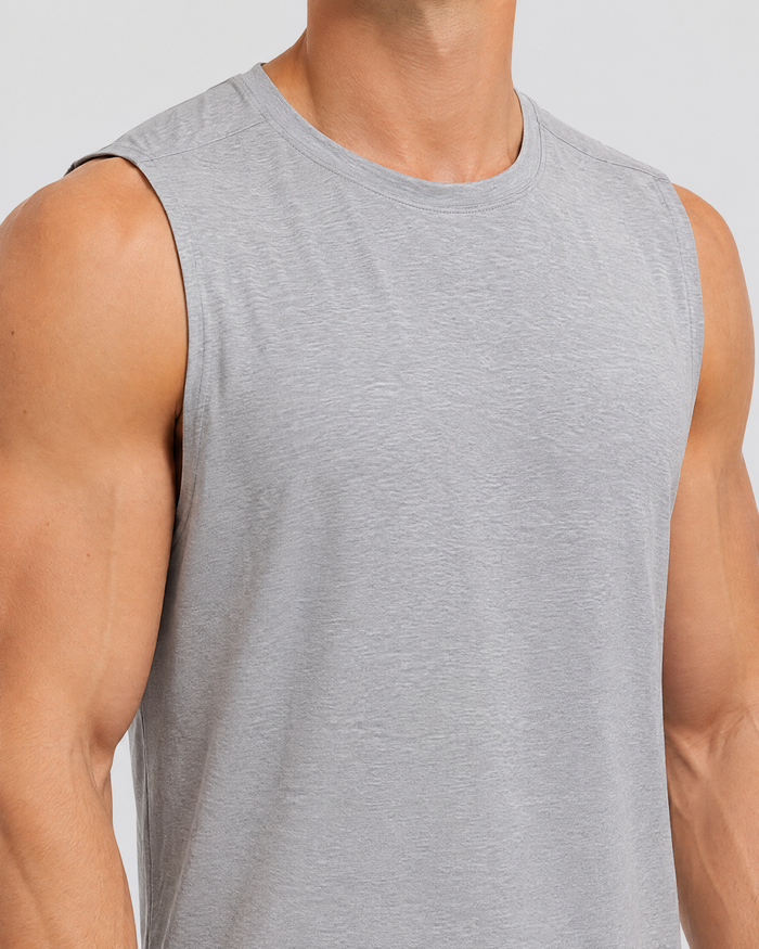 Camiseta Sin Mangas Elástica con Cuello Redondo