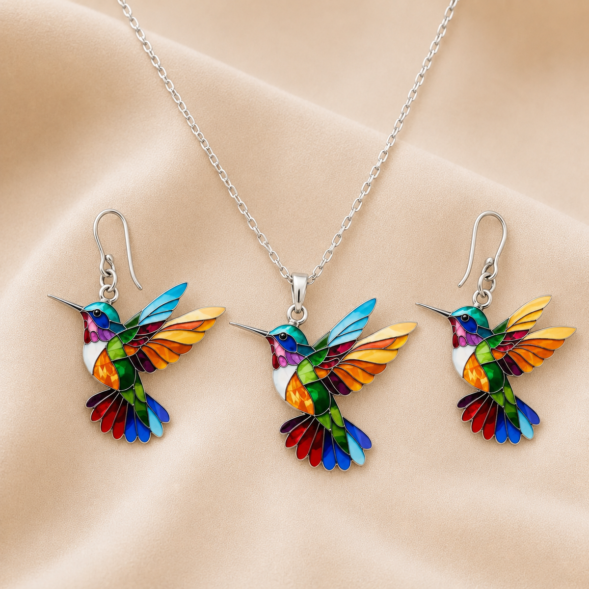 Splendida Collana Colibrì con Orecchini in Regalo