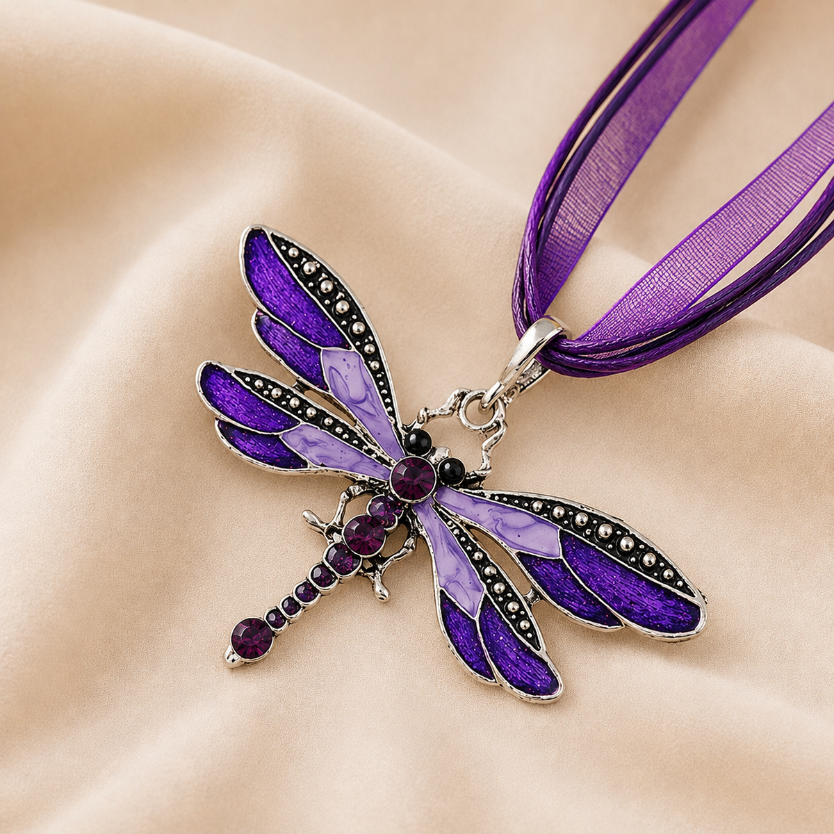 Collana con Ciondolo Libellula di Cristallo
