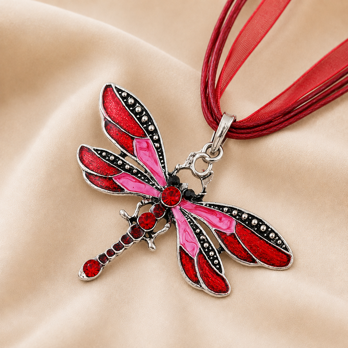 Collana con Ciondolo Libellula di Cristallo