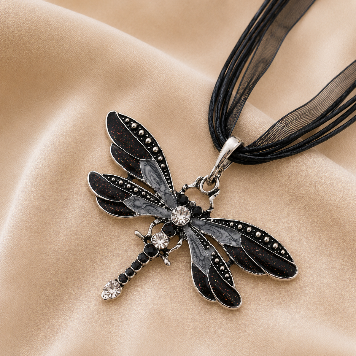Collana con Ciondolo Libellula di Cristallo
