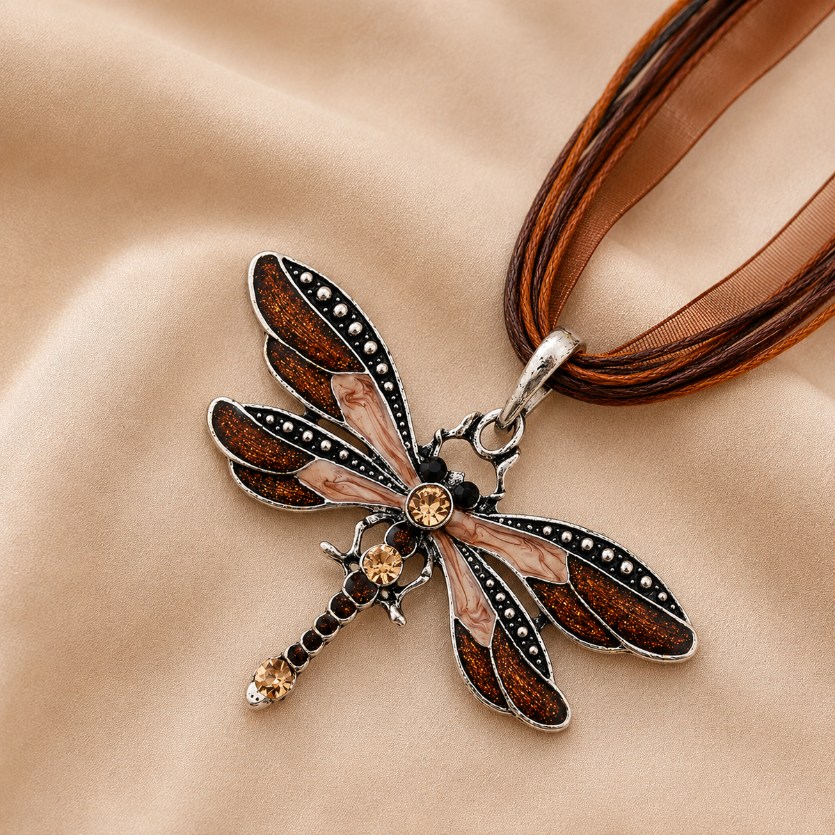 Collana con Ciondolo Libellula di Cristallo