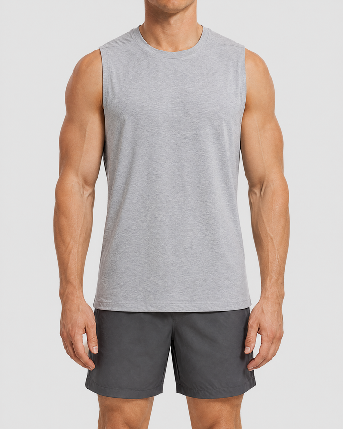 Camiseta Sin Mangas Elástica con Cuello Redondo