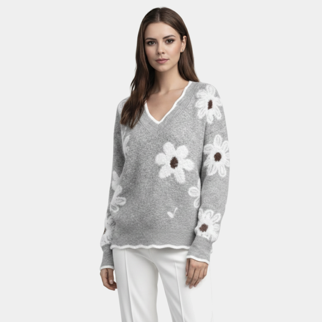 Thea | Maglione Floreale Bianco